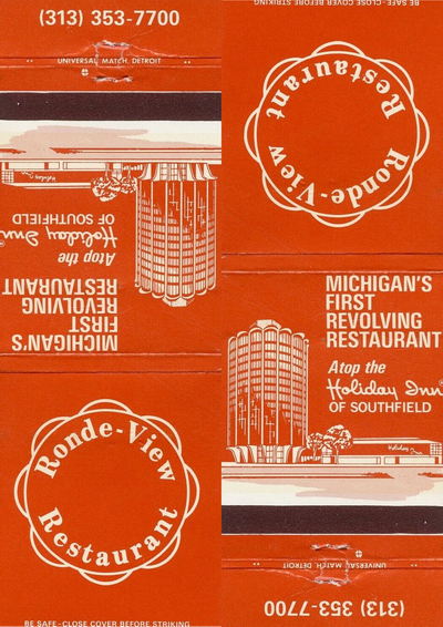 Holiday Inn - Southfield (Radisson Hotel Southfield-Detroit) - Matchbook For Ronde-View Restaurant (newer photo)